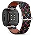 CJBROES Replacement Leather Watch Band, Compatible with Fitbit Versa 3 and Fitbit Sense of Wristband Bracelet Accessory - Multicolor Skulls