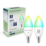 Lightinginside Matter Candelabra Smart Light Bulbs 60W Equivalent, 500LM 6W E12 LED Bulb Compatible with Alexa/Siri/Apple Home/Google Home/SmartThings, RGBCW Candle Bulb, 2.4G WiFi, ETL Listed, 2PCS