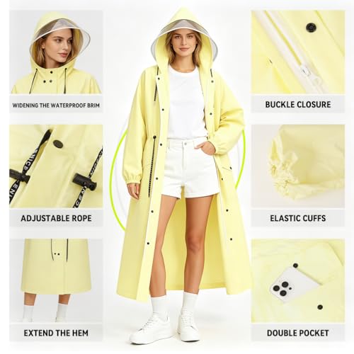 Image of PALAY Rain Ponchos for Men Women, Reusable PEVA Raincoats with Hood for Rain Ponchos for Camping, Hiking, Music Festival, Outdoor Activities
