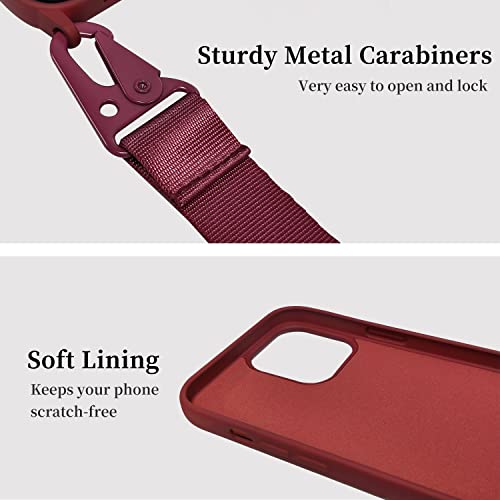 Image of Compatible with iPhone 15 Pro Case with Lanyard Crossbody iPhone Case with Strap Adjustable Shockproof Drop Protection Silicone Phone Cover for iPhone 15 Pro 6.1'' Plum