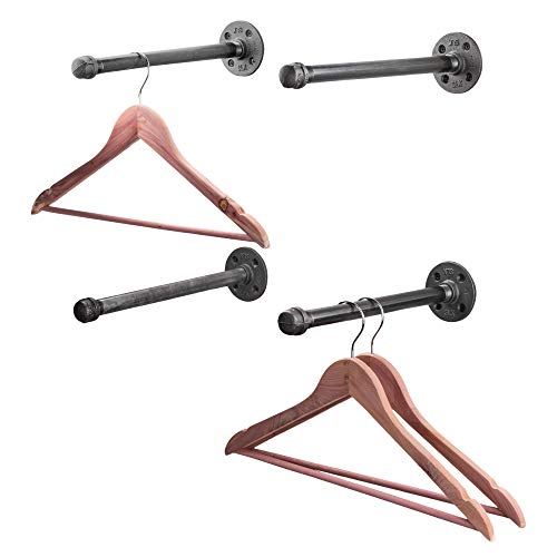 Pipe Decor Industrial Pipe Wall Mounted Clothing Rack, Commercial or Residential Wardrobe Clothes