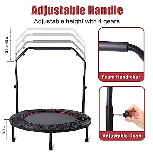 Image of Rebounder Trampoline for Adults, 40 inch /50 inch Foldable Spring Fitness Trampoline - 450 lbs Capacity, Quiet & Stable Indoor /Outdoor Exercise Equipment for Cardio Workout