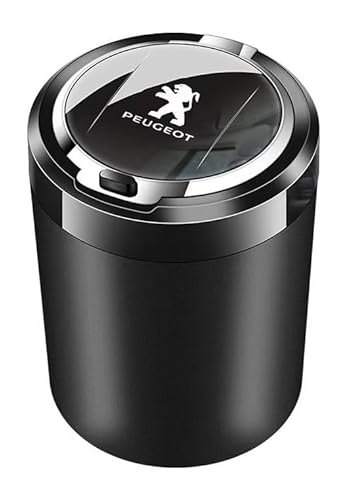 FSWEOKL Portacenere Auto per Peugeot 208 I 2012-2019, Portacenere con Coperchio Antiodore Portacenere Portatile Autoestinguente e Facile da Pulire,Black