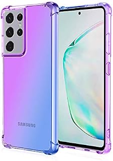 DEFBSC Gradient Case For Samsung Galaxy S21 Ultra 5G, Gradient Color Phone Case Ultra Slim Crystal Clear Protective TPU Bumper Back Cover for Samsung Galaxy S21 Ultra - Blue Purple