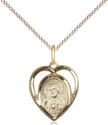 14kt Gold Filled Scapular Pendant on a 13 inch Gold Filled Light Curb Chain.