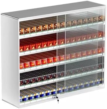 Wall-Mounted Aluminium Cigarette Display Holder with Lock, Matchbox/Cigarette Case Cabinet for Retail Stores - Secure & Stylish Cigarette Rack (38.5x17.3x45cm)