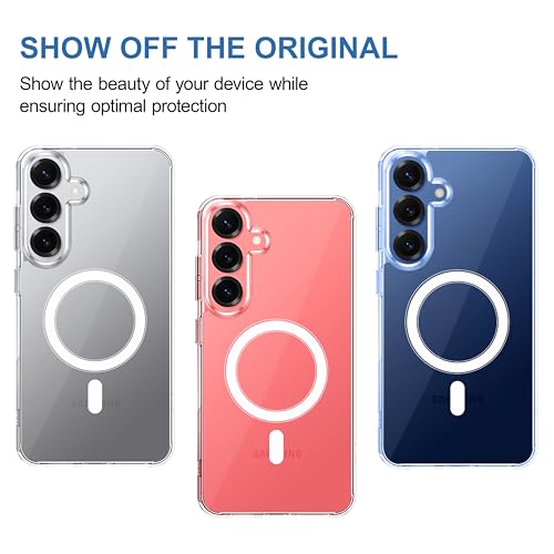 Image of CEDO Cover for Samsung Galaxy S25 Plus (5G) | Compatible with MagSafe Wireless Charging | Designed with Magnetic Lock Shockproof Phone Bumper Transparent Back Case Cover (Transparent)