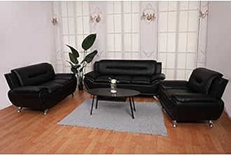 Fabrique Visionary 3+2+1 Leatherette 6 Seater Sectional Sofa Set | Luxurious & Comfortable Furniture for Home Office & Living Room | 4 Year Warranty | Easy to Move with Stainless Steel Legs | Black