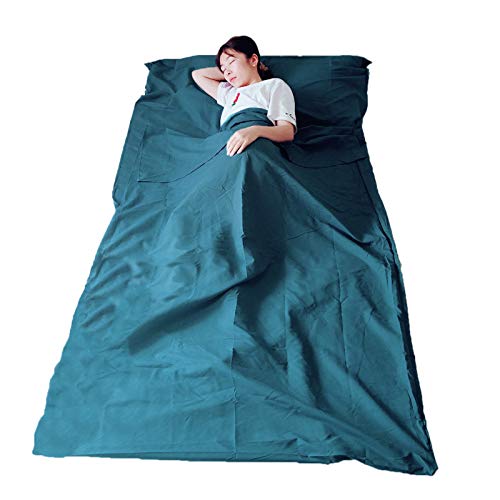 Cicilin Drap de Sac de Couchage de Voyage Portable, Microfibres Sac de Couchage Doublure Idéal pour Auberges Refuges Voyage Hôtel Camping Bleu-Vert 115 *...
