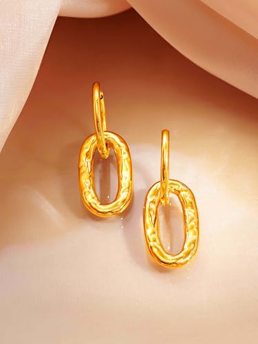 Image of 18K Gold Plated Statement Hoop Earrings for Women | Trendy Hoops Earrings | Waterproof and Anti Tarnish Jewellery | Rakhi Gift for Sister | Gifts for Women | 1 Year Warranty*