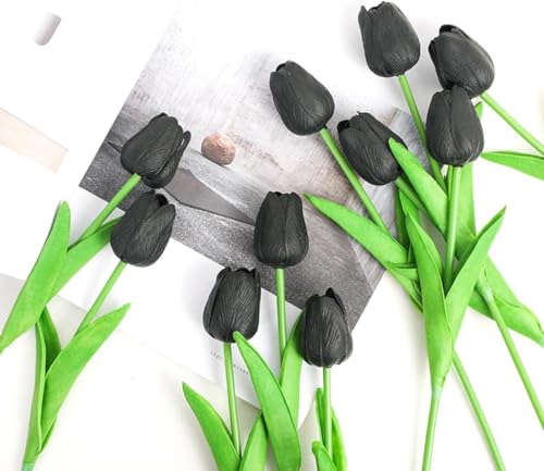 Tulipanes artificiales negros: 20 ramos para decoración moderna 5