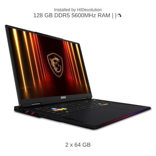 Image of HIDevolution [2026] MSI Raider 18 HX AI A2XWJG 18 inch UHD+ 120Hz Mini LED, 2.1 GHz Ultra 9-285HX, RTX 5090, 128 GB DDR5 RAM, 16 TB PCIe SSD, Windows 11 Pro