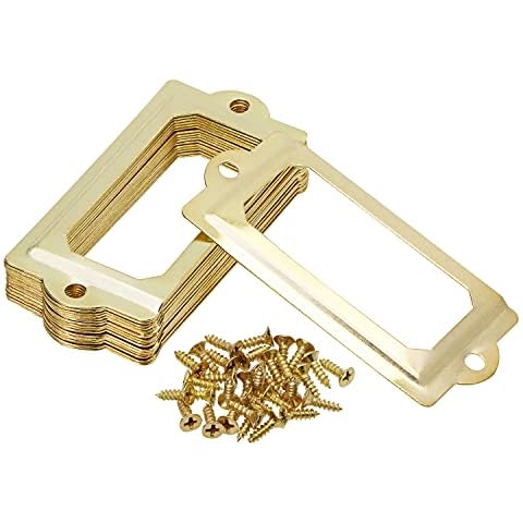 ONLYKXY 17Pcs Metal Label Holder for Furniture Cabinet Cover