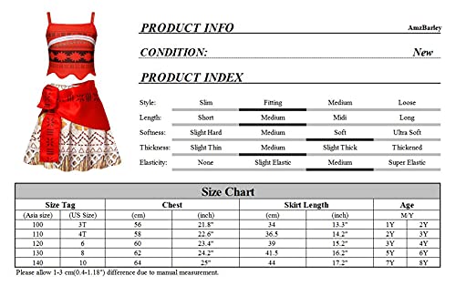 AmzBarley Moana Costume Vestito Vaiana Bambina