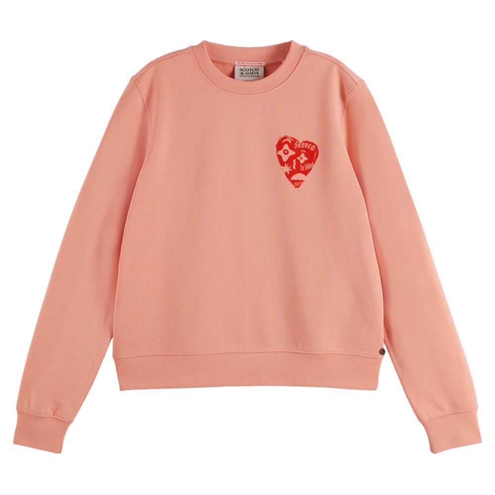 Scotch & Soda Chest Artwork Fitted Sweatshirt, Sudadera, Mujer, Peach Pink, XS