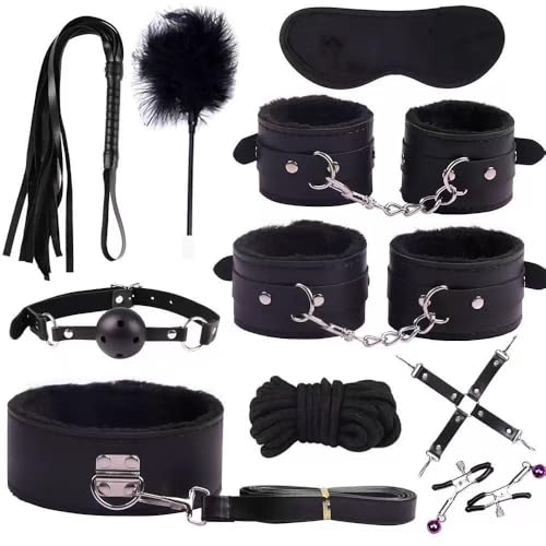 BDSM Restraint Toy Kit 10 Piece Sex Bondage Handcuffs Ankle Cuffs - Image 2