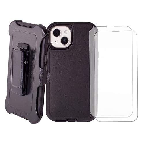 Coque iPhone 13 Mini anti-casse noire avec 2 verres et clip antichoc