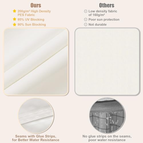Miniatura 5 de Woltu Toldo Vela De Sombra Impermeable, Toldo Rectangular 5x7 M De Poliéster 200 G M , Toldo Terraza A Prueba De Viento Y Protección Rayos Uv, Toldo Exterior Para Jardin, Patio, Piscina, Crema