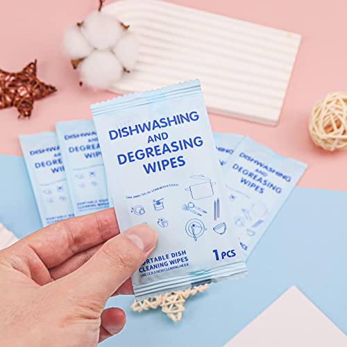 Image of Portable Cleaning Wipes, 100 Count Dish Soap Disposable Wipes, Individually Wrapped Dish Wipe for Travel and Camping Quick Cleaningups