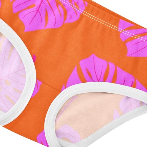 Cotton Girls Underwear Toddlers Orange Tropical Leaves Pink Panties Little Girl Fancy Kids Undies Briefs 2t4
