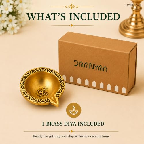 Image of Pure Solid Brass Diya (Dia - 6 cm) Set of 1 (140 Grams) | Diya for Pooja | Oil Lamp for Mandir | for Daily /Festive Worship, Home Temple Decoration, Diwali, Wedding & Spiritual Return Gift