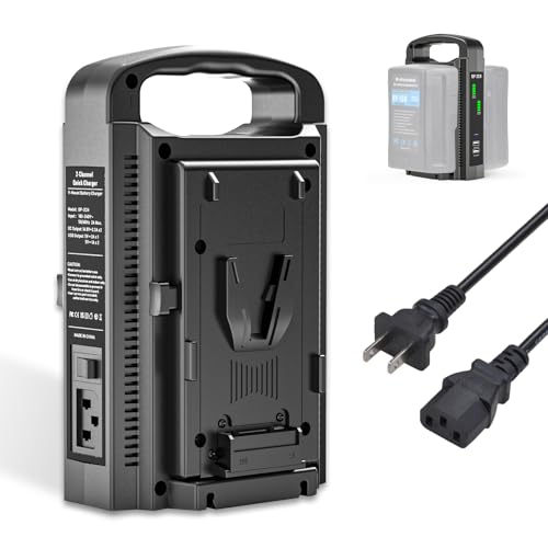 TAVT V-Mount Battery Charger/V Lock Battery Fast Charger Dual Channel V-Mount/V Lock Battery Charger BP-2CH - Compatible with 14.4V/14.8V V-Mount V Lock Batteries (Battery Not Included)