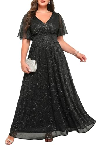 Talisea Black Formal Dresses for Women Plus Size Long Ball Gowns Elegant Evening Prom Sparkly Gala Wedding Guest Dress 2025