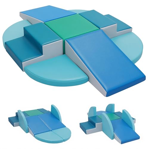 JungleDove Lot de 9 blocs de construction en mousse pour enfants à partir de 3 ans - Kit d'escalade en mousse avec blocs de construction imperméables - Jouet d'escalade éducatif pour enfants à partir