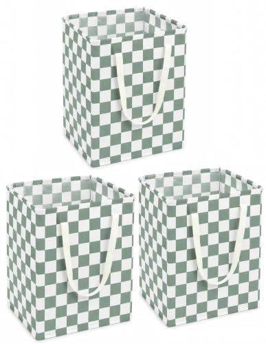 Image of MAIZMZ 3 Pack Sage Green Storage Bins, 14.6 inchx12.6 inchx19.7 inch Waterproof Lining Laundry Baskets for Girls Room, Gifts