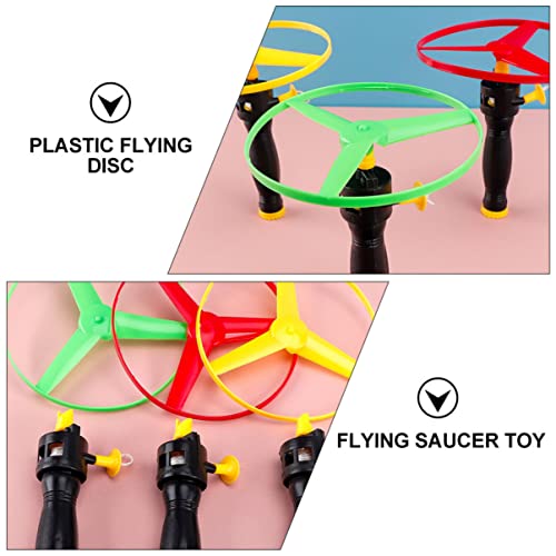 Inoomp 8Pcs Flying Disc Sky Disc Launcher Skyrocopter Disc Pull String Flying Saucer Toy Classic Pull #TOP7