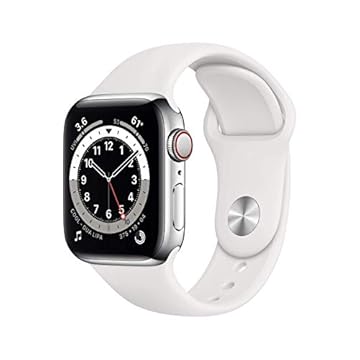 Apple Watch Series 6 (GPS + Cellulare, 40MM) Cassa In Acciaio Inossidabile Argento con Cinturino Sport Bianco (Ricondizionato)
