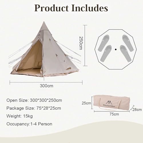 Carpa instantánea para 4 personas con piso y diseño tipi miniatura 2