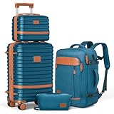 Joyway - Juego de equipaje de mano, Azul, 4 piece sets (13/20), Laggage de viaje expandible Hardside con bloqueo Tsa