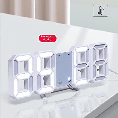 Petilleur 3D Led Wall Clock， Brightness Adjustable Digital Alarm Clock With Remote Control，Date Temperature Display Desktop Clock， For Home Office And Bedroom #TOP7