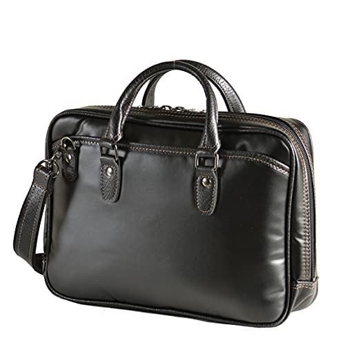 平野鞄 豊岡職人の技 ビジネスバッグ ブリーフケース メンズ 小さめ B5 日本製 スリム コンパクト 軽量 大開き 横幅29cm +オリジナルムートングローブ ブラック