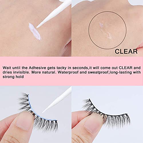 Hskie Eyelash Glue Clear Lash Glue Strong Eyelash Glue For False Lashes Waterproof Eyelash Glue False Eyelashes Glue Sensitive Eyes Latex Free Lash Adhesive Glue 0.18 Oz Clear #TOP4