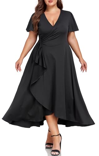 Carrdc Plus Size Dresses for Curvy Women Short Sleeve Summer Dress
