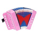 QUARKZMAN Knopfakkordeon 10 Tasten Knopf Ziehharmonika Mini Musikinstrument Spielzeug Geschenke für Anfänger Erwachsene Anfänger Bildung, Pink