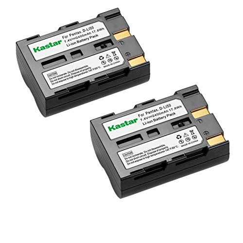 Kastar Battery (2X) for Pentax D-Li50 Konica Minolta NP-400 Samsung SLB-1647 Sigma BP-21 and Pentax K10 K10D K20 K20D Minolta A-5 A-7 Dimage A1 A2 Dynax 5D 7D Maxxum 5D 7D Samsung GX-10/20 Sigma SD1