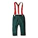 Moyikiss Studio Fashion Baby Kids Boy Gentleman Suits Long Sleeve Printed Shirt with Bowtie+Overalls Clothes Sets Tuxedo (Green, 80/12-18Months)