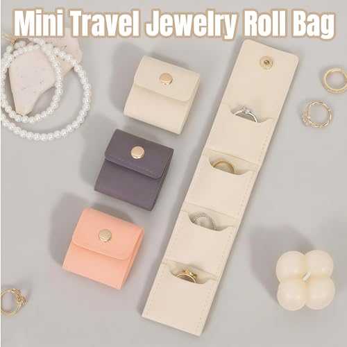 3 Pcs Mini Travel Jewelry Bag, Jewelry Organizer, Mini Pouch, Foldable Multifunctional Travel Jewelrys Pouch With Buckle4