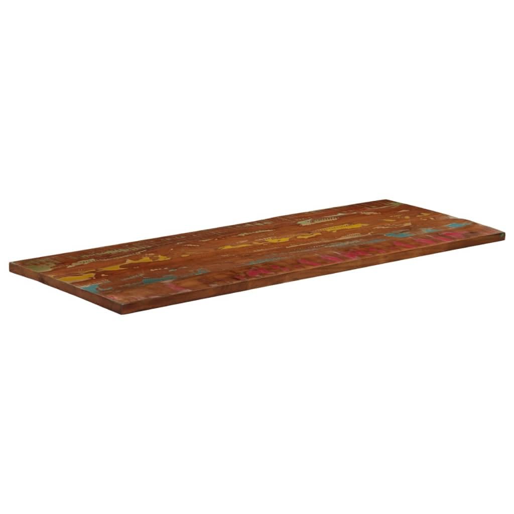 Plateau de table rectangulaire en bois massif vieilli - 140 x 60 x 2,5 cm - Pour table à manger, bureau, plan de travail, cuisine, table basse, plateau de rechange