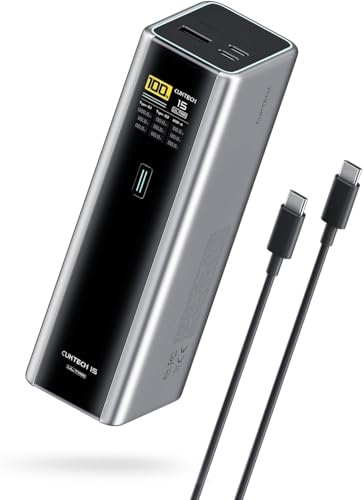 CUKTECH 15 Ultra Powerbank 20000mAh (4S2P) 165W Externer Akku mit 3 Anschlüsse PD 3.1 Laptop Power Bank mit Digitales Display Kompatibel mit iPhone 16/15 MacBook Pro Samsung und mehr