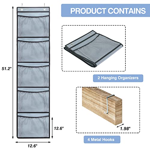 Fixwal-2-Pack-Over-The-Door-Organizer-with-5-Large-Pockets-Foldable-Hanging-Closet-Storage-Baby-Essentials-Sundries-Stuffed-Animal-Storage-with-2-Metal-Hooks