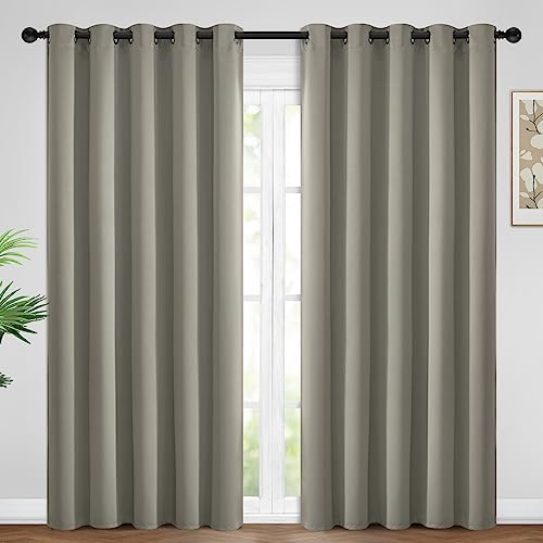 Yakamok Premium Room Darkening Thermal Insulated Curtains for Bedroom/Living Room - Classic Grommet Top (2 Panels, Taupe, 62 Inch by 84 Inch)