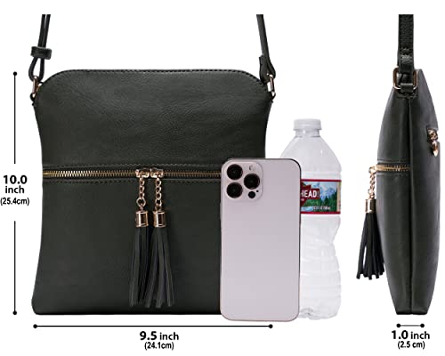 Image of Solene Womens Lightweight Medium Crossbody Purse with Tassel, Perfect Size Crossbody Bags for Daily Use, travel
