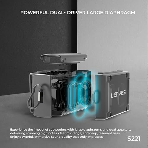 Image of Lenyes S221, Wireless Bluetooth Portable Speaker, 360 Degree Sound, 10W Output, 3 Hours Playtime, Bluetooth v5.0, Aux /TF Card /USB Input, TWS Function, Type-C Charging Port, with Carrying Hook (Green)