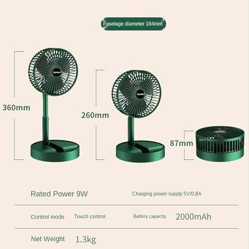 Image of Juilist Portable Mini Usb Fan High Speed, Foldable Cooling Fans For Travelling, Baby, Kids, Table, Indoor | Small Electric Makeup Fan For Face, Summer Gadgets Desk Fan with 3 Speeds, 6.5-Inch, Green