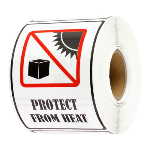 600 Protect from Heat Stickers, 2 x 3 Inch Caution Warning Stickers Package Labels for Safe International Shipping Moving Handling Package Labels, Adhesive - 2 Packs of 300