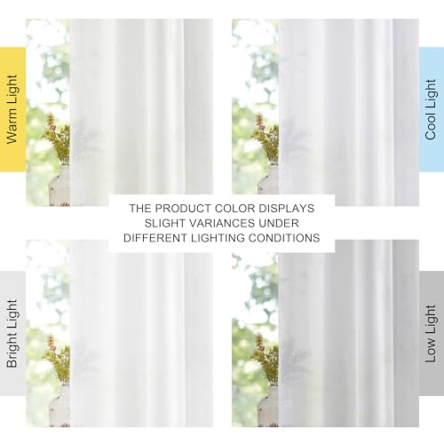 Image of NICETOWN Bedroom Sheer Curtains 54 inch Length - Grommet Top Voile Textured Window Curtains Light and Airy Drapes for Cafe /Loft /Nursery (W54 x L54, 1 Pair, White)